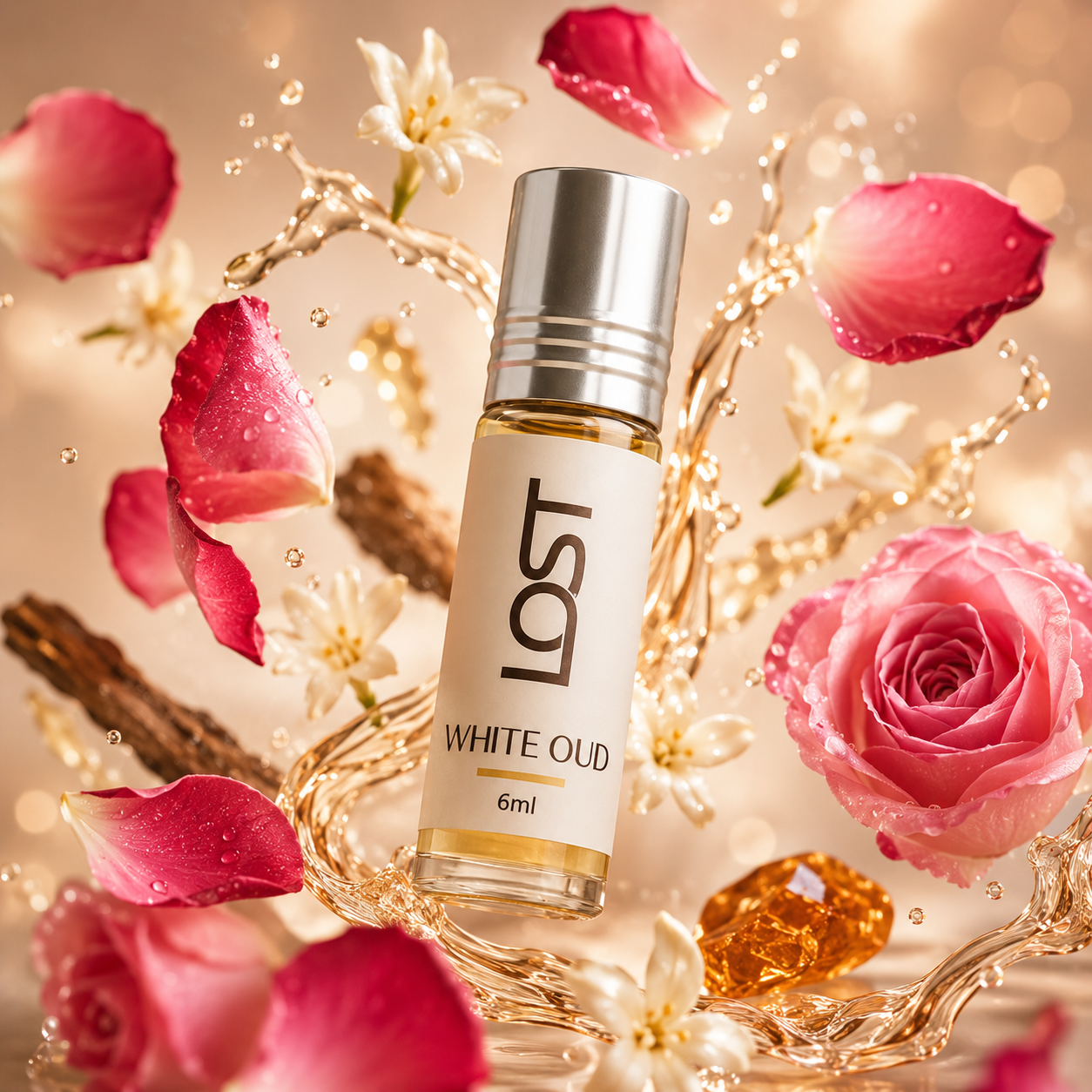 4 White oud 6ml with flowing ingredients - Lost-Naturals